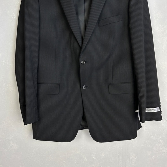 Jones New York Collection size 44L blazer 100% worsted wool black striped NEW - Picture 3 of 14